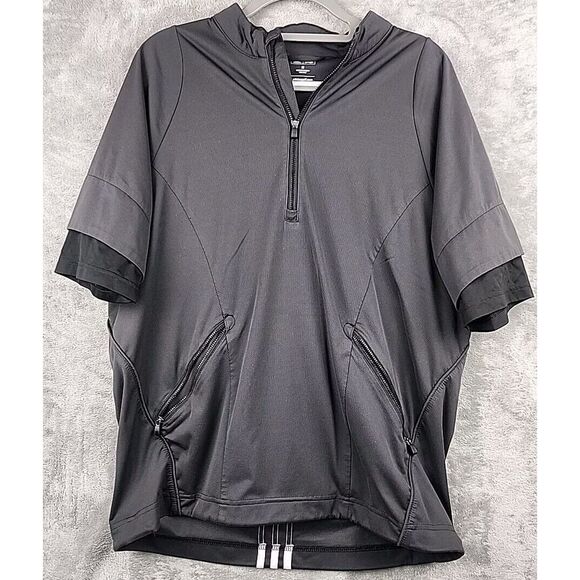 Adidas Jacket Men Black Golf Shirt Short Sleeve Windbreaker 1/4 Zip Medium‎ - Picture 1 of 9